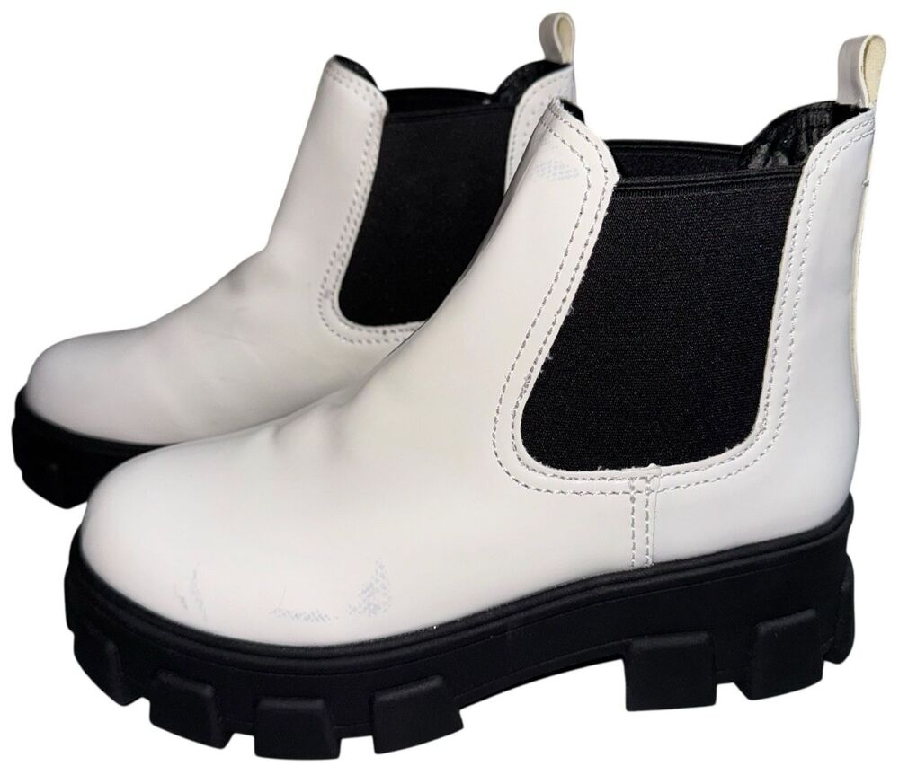 Circus Sam Edelman Size 8 Boots White Lug Boots Chunky Platform Darielle SCUFFED